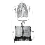 Polka Dot Print Tie Up Bikinis Set GLAG-S6121171H