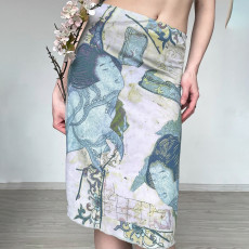 Retro Print Mid-Skirt GPKJ-MR49298