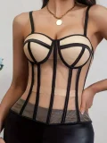 Mesh Bandeau Tie Fishbone Corset GXYR-241002