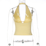 V Neck Halterneck Bacless Top GLAG-T6321400F