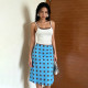 Contrast Color Sling Top Polka Dot Print Skirt Suit GZJQ-K6S10061A