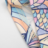 Colorful Print Halterneck Backless Seventh Jumpsuit GDSF-D26JP188