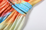 One Shoulder Print Split Maxi Dress GZJQ-K6D08884A