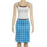 Contrast Color Sling Top Polka Dot Print Skirt Suit GZJQ-K6S10061A