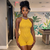 Solid Color Backless Tie Up Romper GDSF-D26RP181
