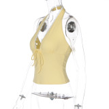 V Neck Halterneck Bacless Top GLAG-T6321400F
