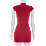 Solid Color Hollow Out Mini Dress GDSF-J26DS206