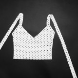 Polka Dot Print Halterneck Two Piece Skirts Set GDSF-D26ST187