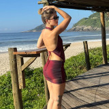Halterneck Backless Tie Up Two Piece Skirts Set GDSF-J26ST198
