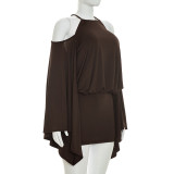 Solid Color Off Shoulder Backless Mini Dress GDSF-D26DS177
