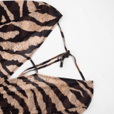 Tiger Print Long Sleeve Mesh Mini Dress GDSF-D26DS172