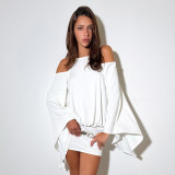 Solid Color Off Shoulder Backless Mini Dress GDSF-D26DS177