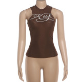Letter Print Sleeveless Tank Top GZJQ-K6B08951A