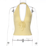 V Neck Halterneck Bacless Top GLAG-T6321400F