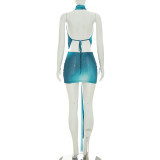 Halterneck Backless Tie Up Two Piece Skirts Set GDSF-J26ST198