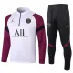 20-21 PSG White with Zipper Sweater Tracksuit Thai Quality