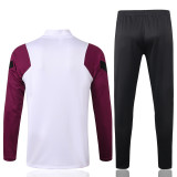 20-21 PSG White with Zipper Sweater Tracksuit Thai Quality