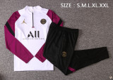 20-21 PSG White with Zipper Sweater Tracksuit Thai Quality