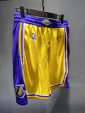NBA Men Los Angeles Lakers Retro Yellow Pant Short High Quality