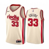 NBA Portland Trail Blazers Beige #33 COLLINS Jersey High Quality Name and Number Print