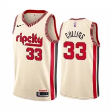 NBA Portland Trail Blazers Beige #33 COLLINS Jersey High Quality Name and Number Print