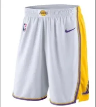 NBA Men Los Angeles Lakers White Pant Short High Quality Name and Number Print