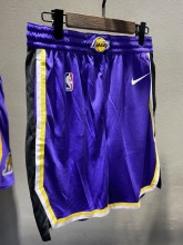 NBA Men Los Angeles Lakers Retro Purple Pant Short High Quality Name and Number Print