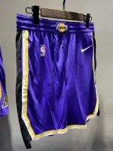 NBA Men Los Angeles Lakers Retro Purple Pant Short High Quality Name and Number Print