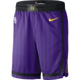 NBA Men Los Angeles Lakers Retro Purple with Black Lines Pant Short High Quality Name and Number Print