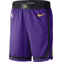 NBA Men Los Angeles Lakers Retro Purple with Black Lines Pant Short High Quality Name and Number Print