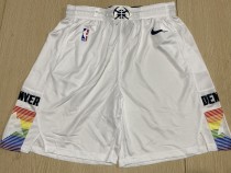 NBA Men Denver Nuggets White City Pant Short High Quality Name and Number Print