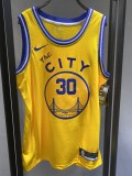 NBA New Season Men Golden State Warriors Retro Yellow #30 CURRY Jersey High Quality Name and Number Print