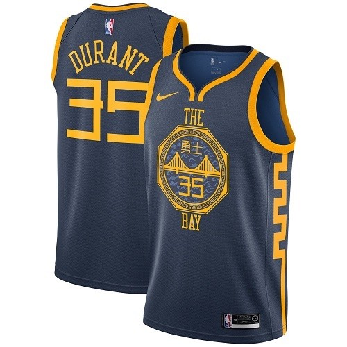 NBA Men Golden State Warriors Navy #35 DURANT Jersey High Quality Name and Number Print