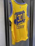 NBA New Season Men Golden State Warriors Retro Yellow #30 CURRY Jersey High Quality Name and Number Print