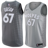 NBA Men Minnesota Timberwolves Grey City #67 GIBSON Jersey High Quality Name and Number Print
