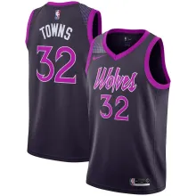 NBA Men Minnesota Timberwolves Dark Purple #32 TOWNS Jersey High Quality Name and Number Print