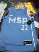 NBA Men Minnesota Timberwolves Light Blue City #22 WIGGINS Jersey High Quality Name and Number Print