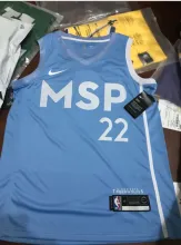 NBA Men Minnesota Timberwolves Light Blue City #22 WIGGINS Jersey High Quality Name and Number Print