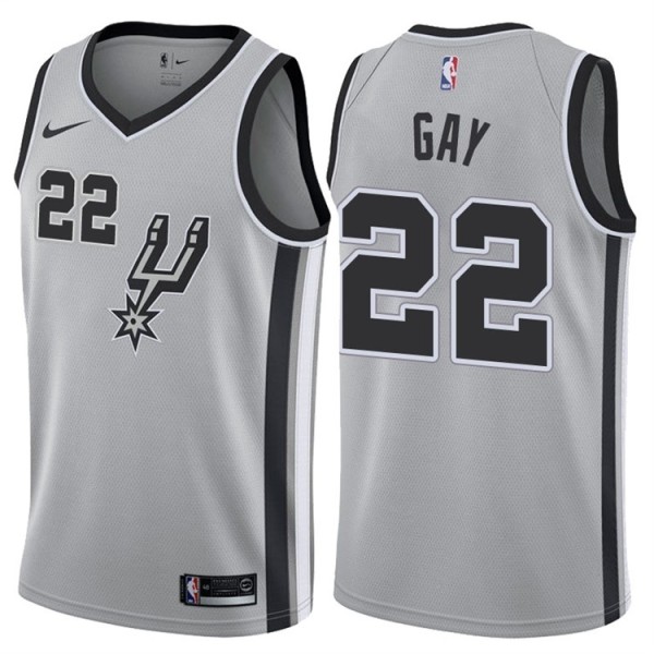 NBA Men San Antonio Spurs Grey #22 GAY Jersey High Quality Name and Number Print