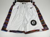 NBA Men New Brooklyn Nets White City Pant Short High Quality Name and Number Print