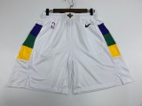 NBA Men New Orleans Pelicans White City Pant Short High Quality Name and Number Print