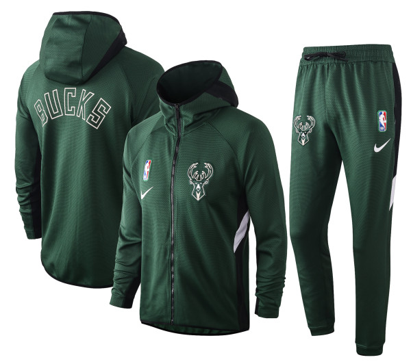 NBA Milwaukee Bucks Green with Cap Jacket Tracksuit High Quality