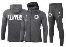 NBA Los Angeles Clippers Dark Grey with Cap Jacket Tracksuit High Quality