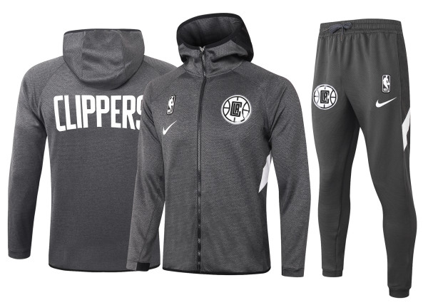 NBA Los Angeles Clippers Dark Grey with Cap Jacket Tracksuit High Quality