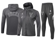 NBA Milwaukee Bucks Dark Grey with Cap Jacket Tracksuit High Quality