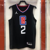 NBA Men Season 20-21 Los Angeles Clippers Black City #2 LEONARD Jersey with Jordan Logo High Quality Name and Number Print