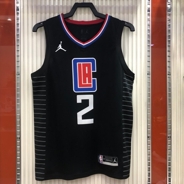 NBA Men Season 20-21 Los Angeles Clippers Black City #2 LEONARD Jersey with Jordan Logo High Quality Name and Number Print