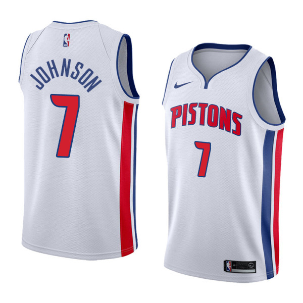 NBA Detroit Pistons White #7 JOHNSON Jersey High Quality Name and Number Print