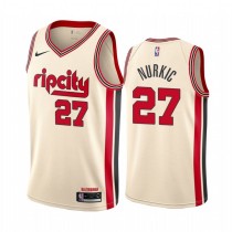 NBA Portland Trail Blazers Beige #27 NURKIC Jersey High Quality Name and Number Print