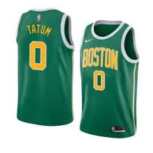 NBA Boston Celtics Green with Yellow Name #0 TATUM Jersey High Quality Name and Number Print